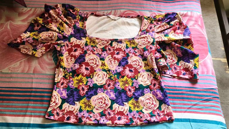 Clearance Sale Floral Print Puff Sleeve Top