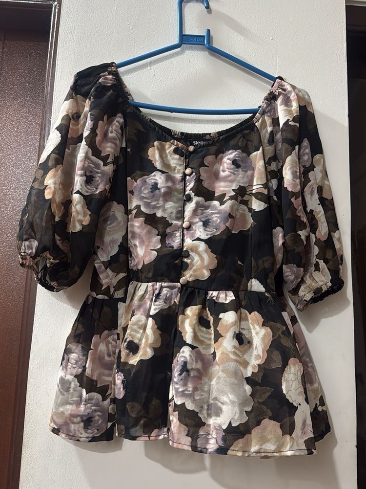 Floral Print Peplum Top