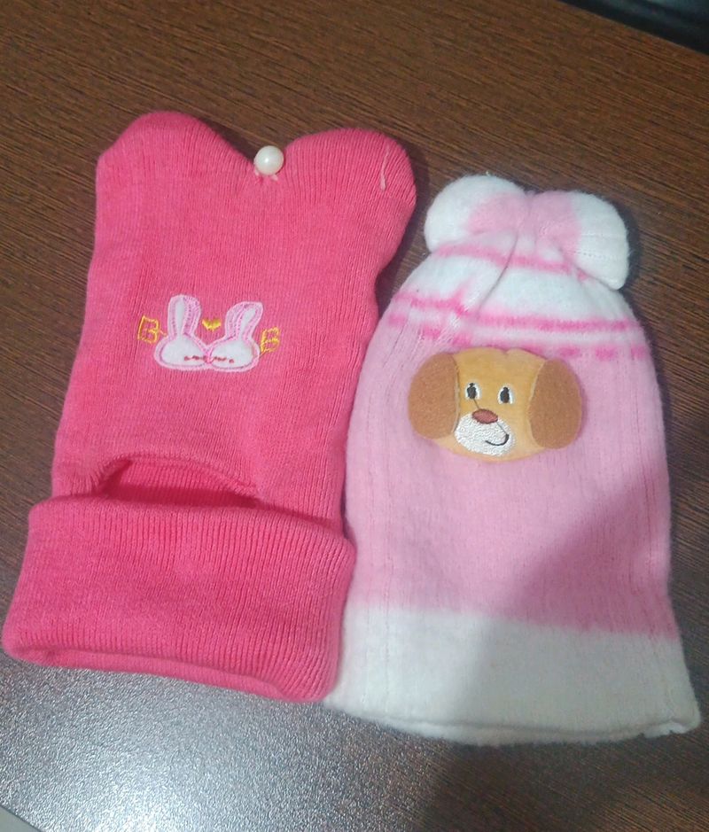 Set Of 2 Woolen Cap For Baby