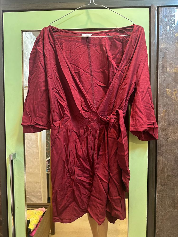 Sera Maroon Solid Playsuit