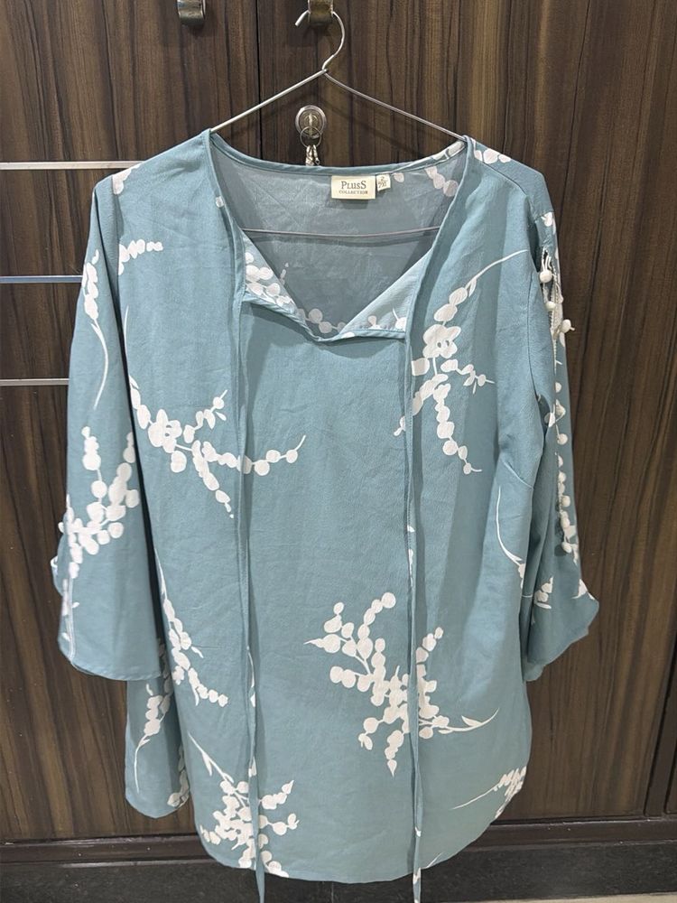 Light Blue Floral Print Kurta bust 44-46