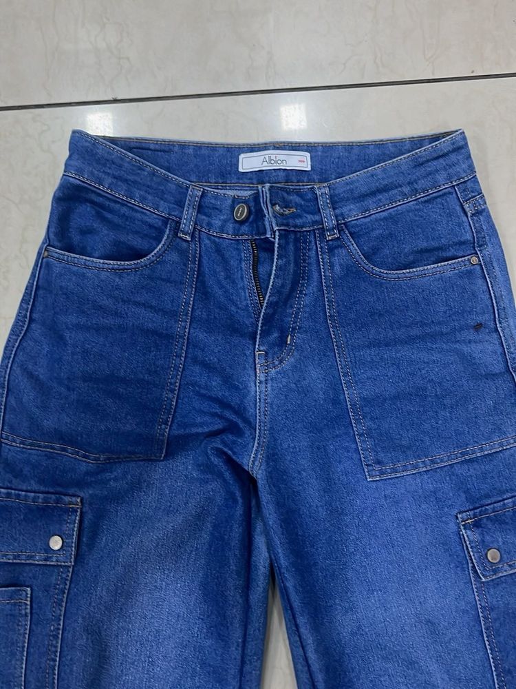 Blue Denim Cargo Pants