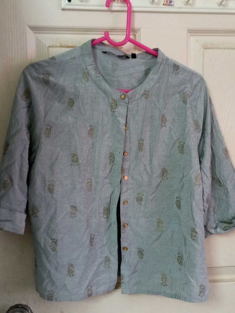 Ethenic Grey Printed Top or coat