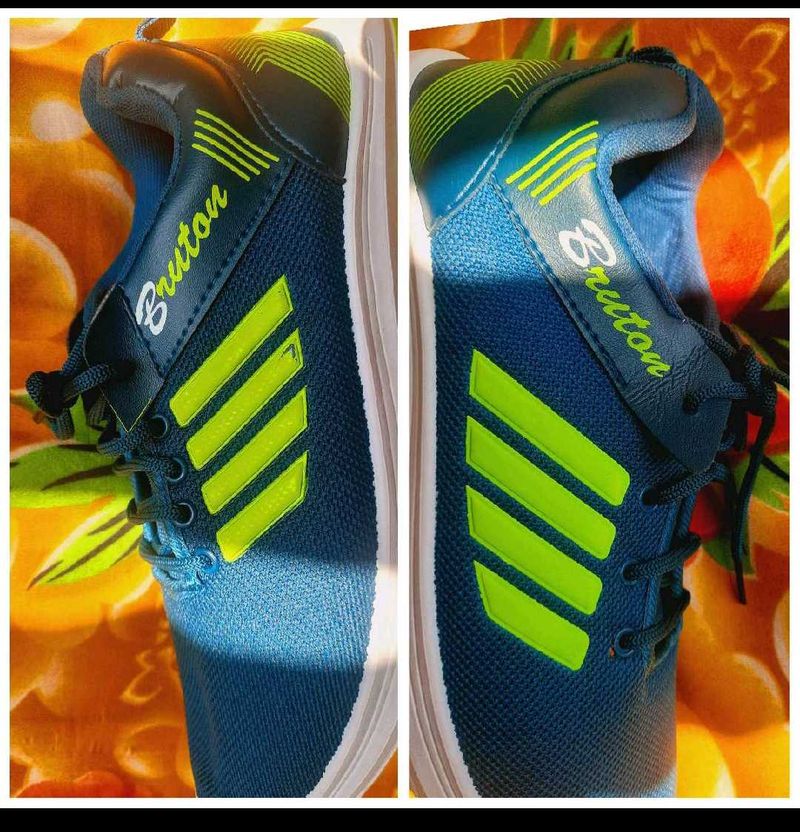 Bruton Men's Blue &amp; Neon Sport Shoes