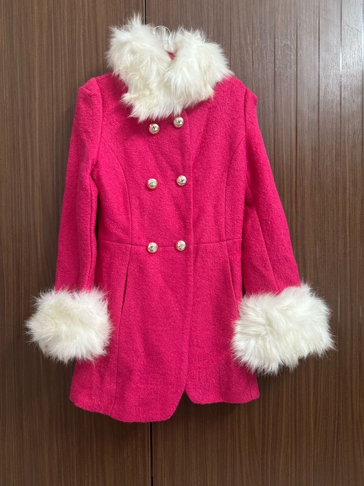 Pink Overcoat With Removal Fur
