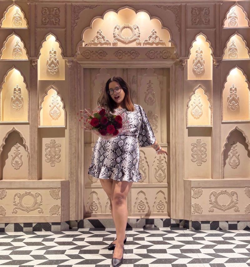 plusS snake print dress