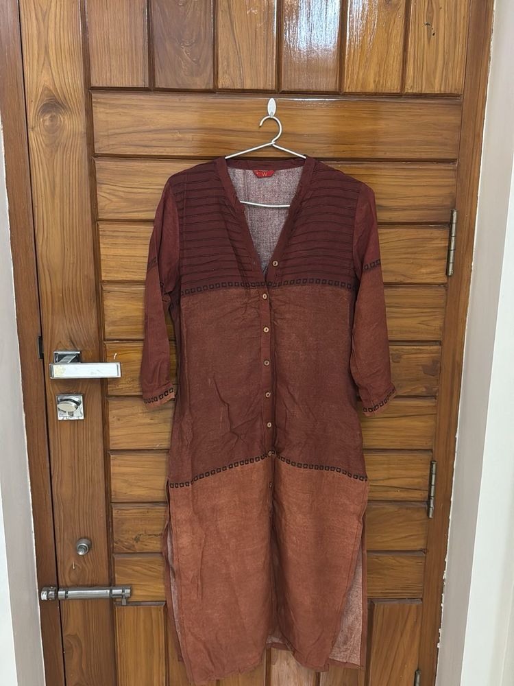 Maroon Ombre Button-Up Kurta🧶