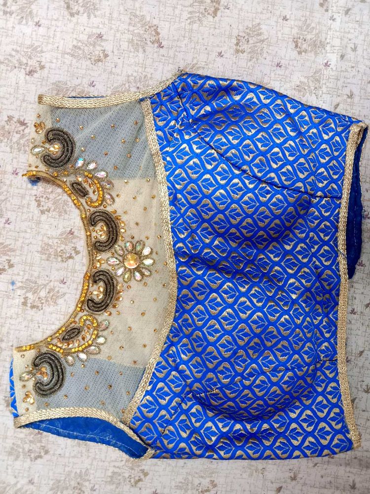 Elegant Royal Blue Embellished Blouse