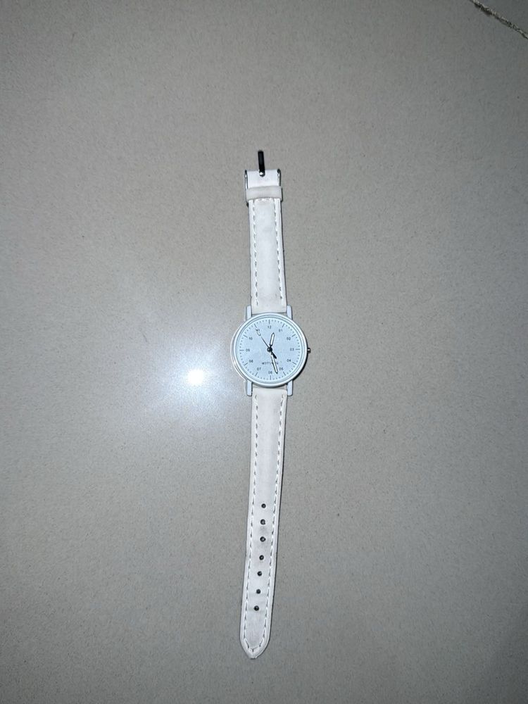 Classic White Analog Watch