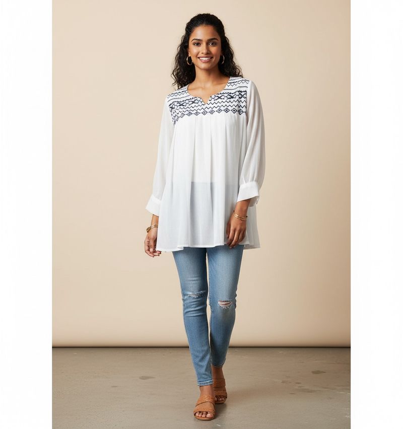 White Embroidered Top