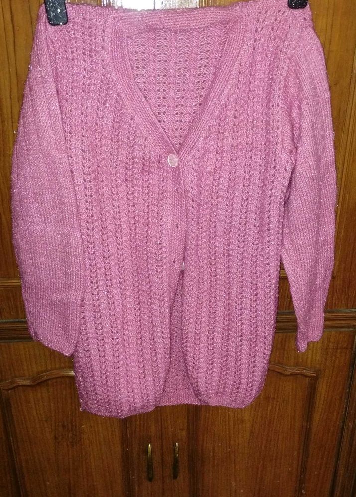 Handmade Charming Pink Knit Cardigan