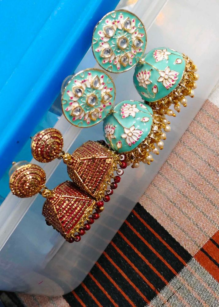 Beautiful Enamel Jhumka Earrings
