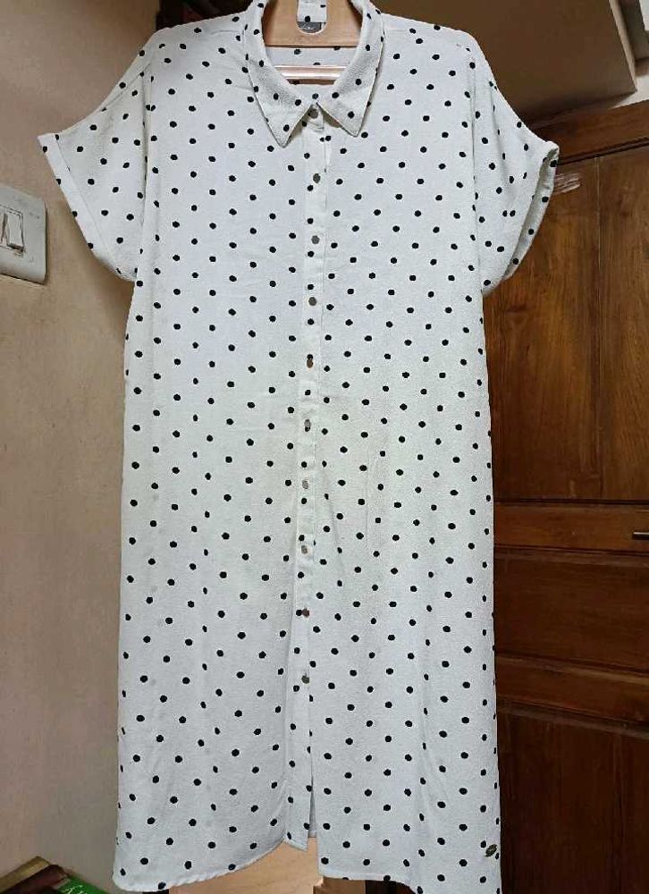 POLKA DOT BUTTON-DOWN DRESS