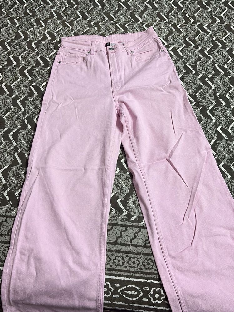 Light Pink Wide Leg Jeans