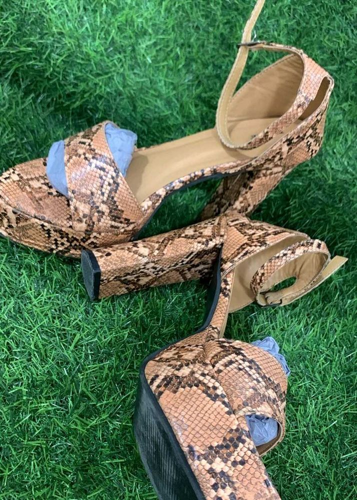 Snake Printed High Heels
