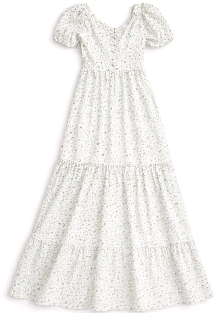 White Floral Tiered Maxi Dress