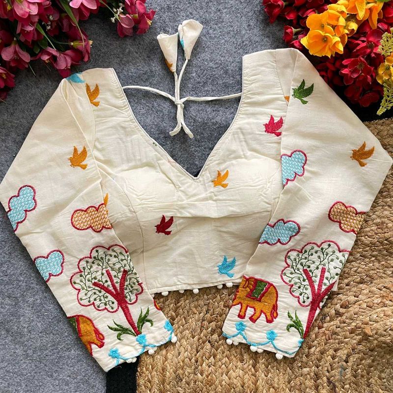 Cream Embroidered Blouse
