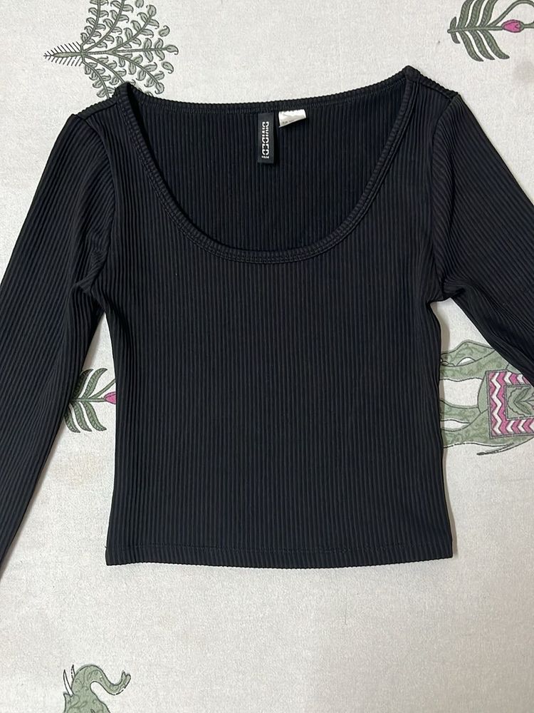 Black Ribbed Top ( xxs )