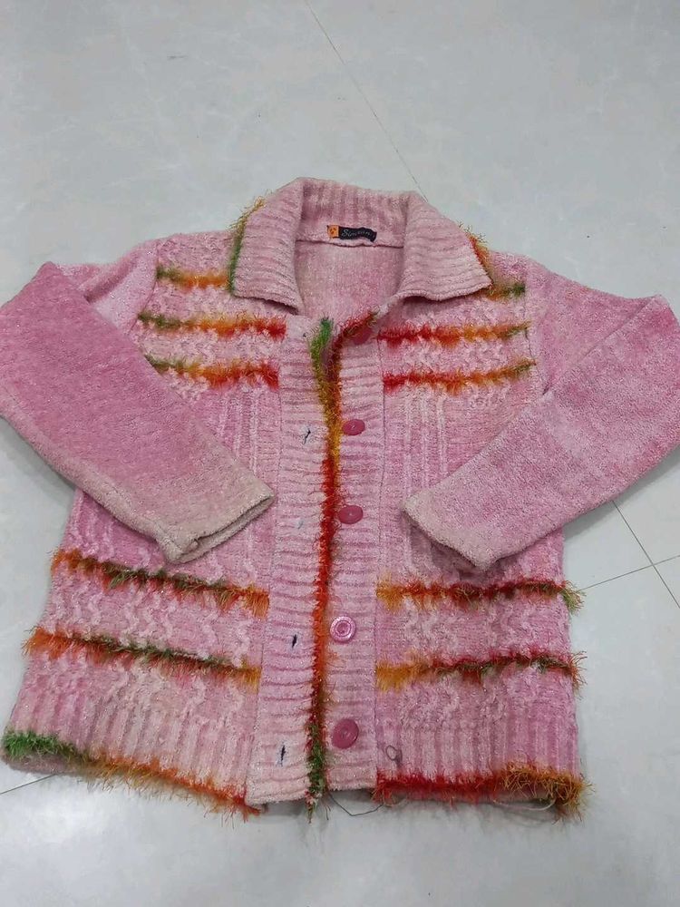 Pink Fuzzy Knit Cardigan