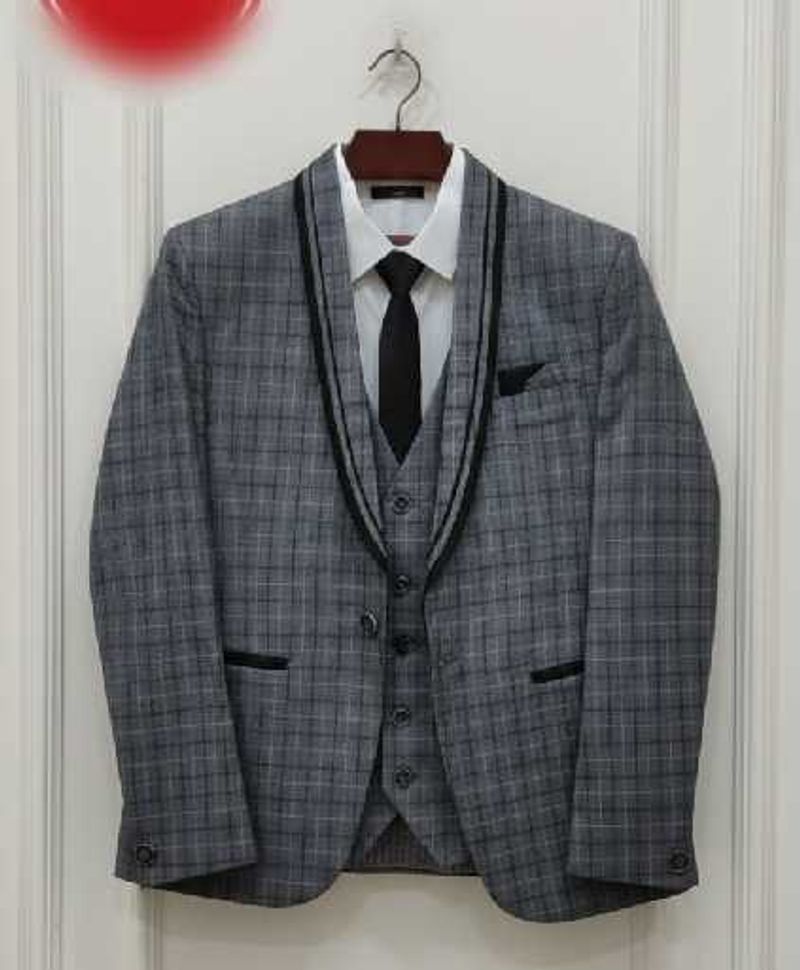 Men's Checked Suit with Vest