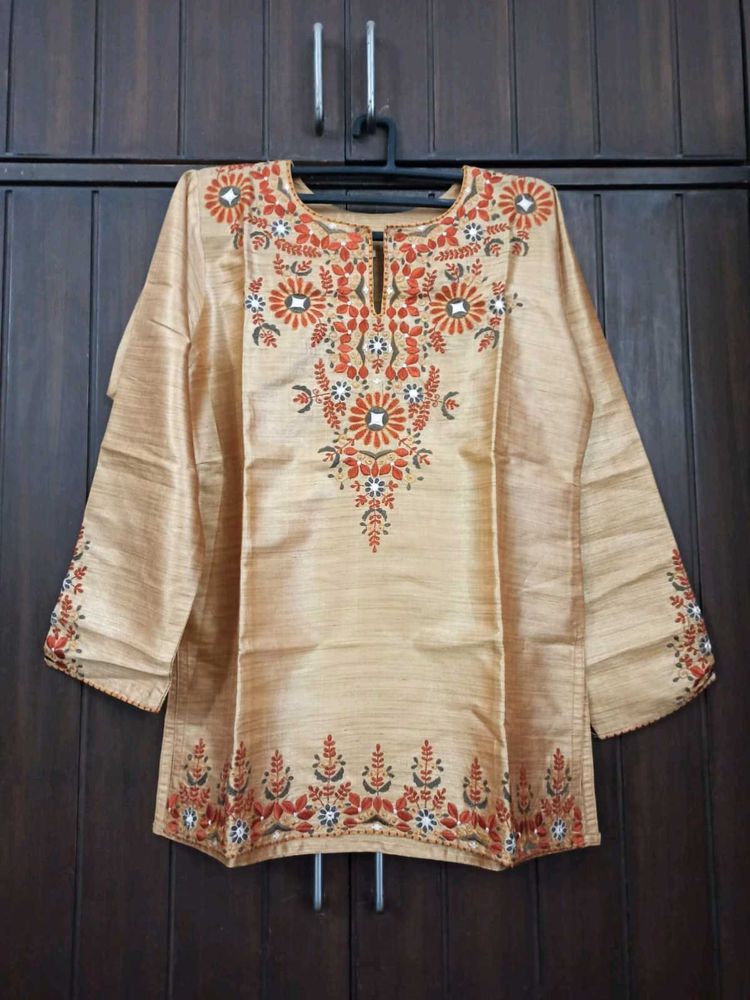 Embroidered Silk Kurta