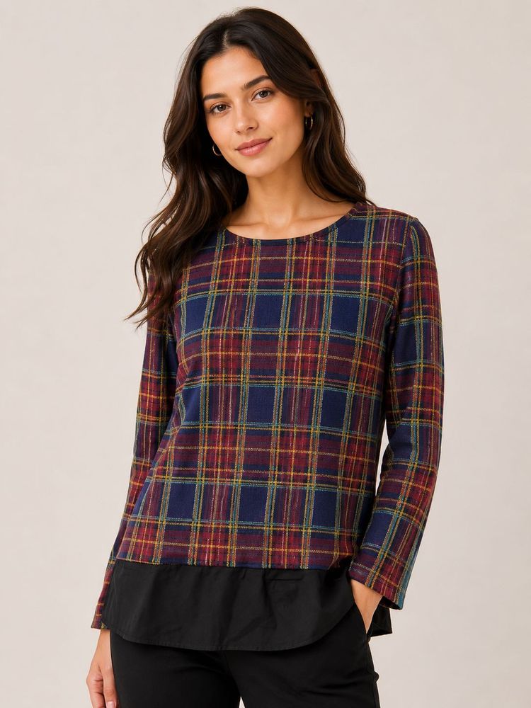 Chic Plaid Long Sleeve Top