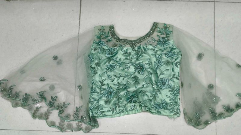Stunning Mint Green Embroidered Blouse