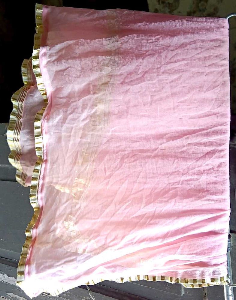Pink Dupatta with Gold Border