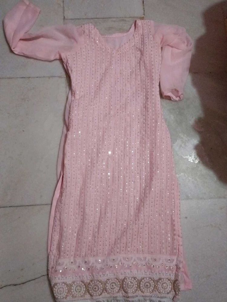 Elegant Pink Sequined Kurta