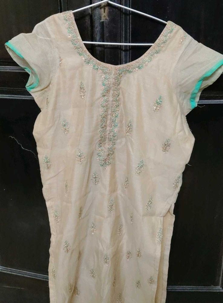 Embellished Beige Kurta