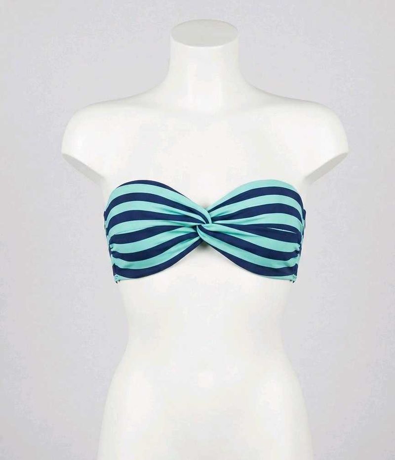Striped Twist Front Bandeau Bikini Top