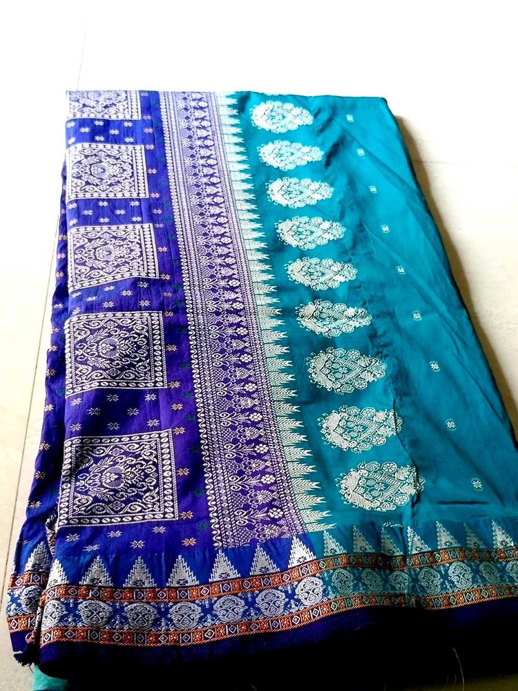 Beautiful Blue &amp; Teal Silk Saree