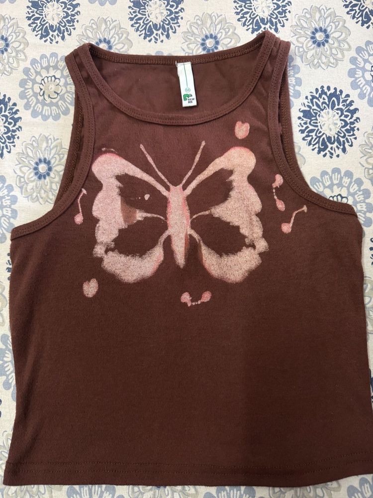 Brown Butterfly Tank Top