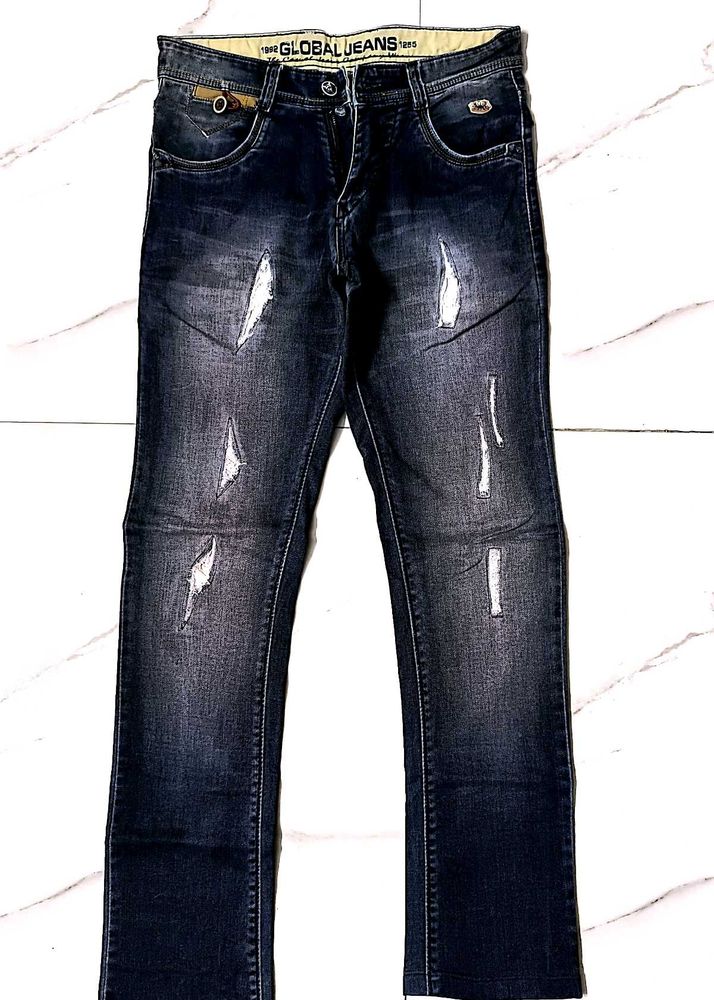 Men's Distressed Dark Wash Jeans