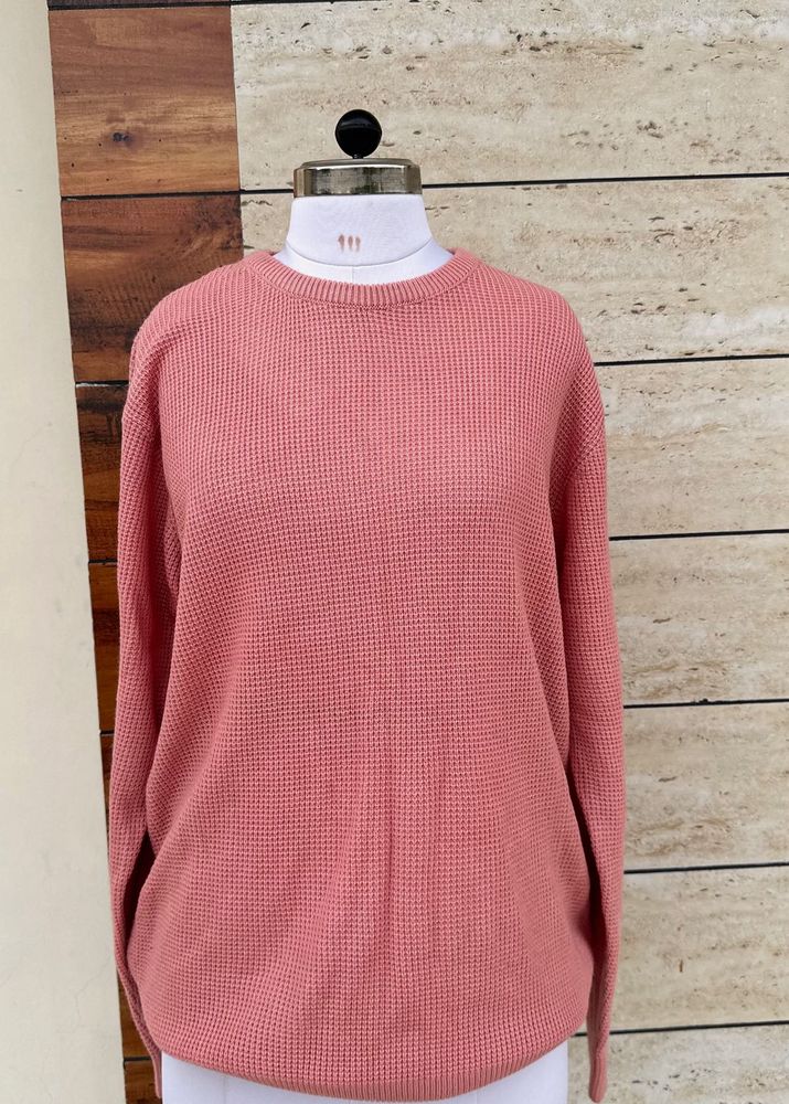 Unisex Waffle Knit Pullover Sweater