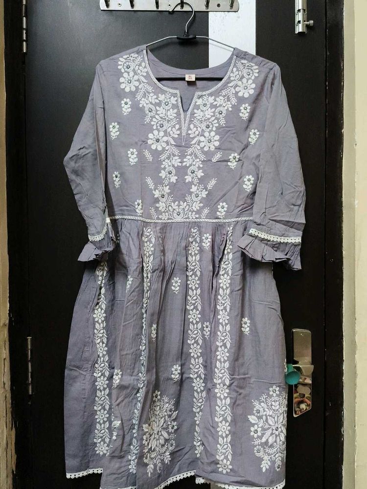 Grey Chikankari Kurta