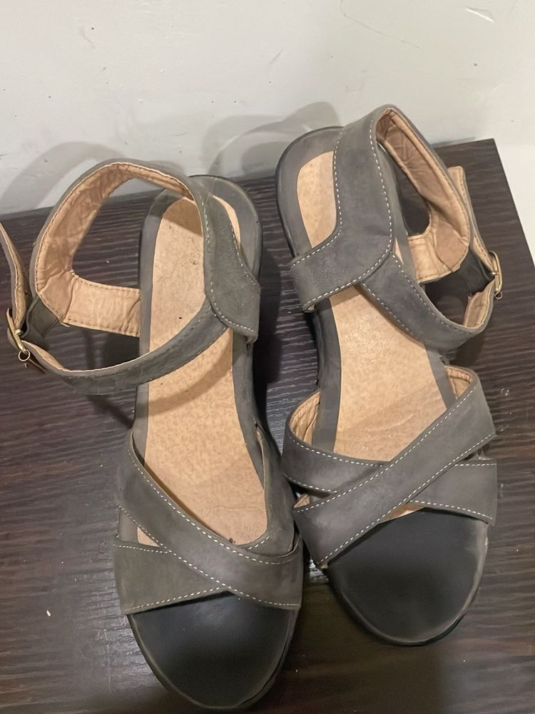 Stylish Gray Ankle Strap Sandals