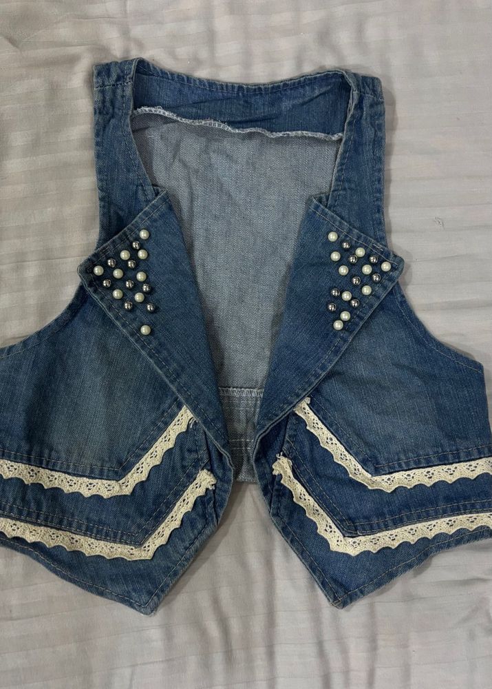 Denim Pearl Vest