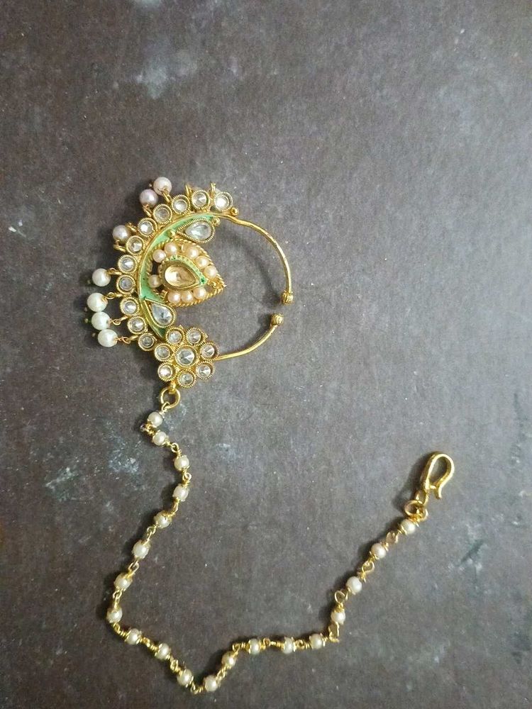 Designer Nath with Pearl Chain