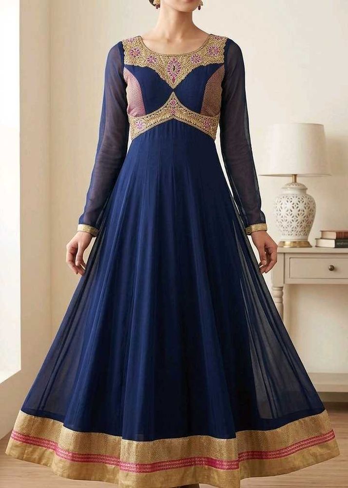 Elegant Blue Anarkali Gown