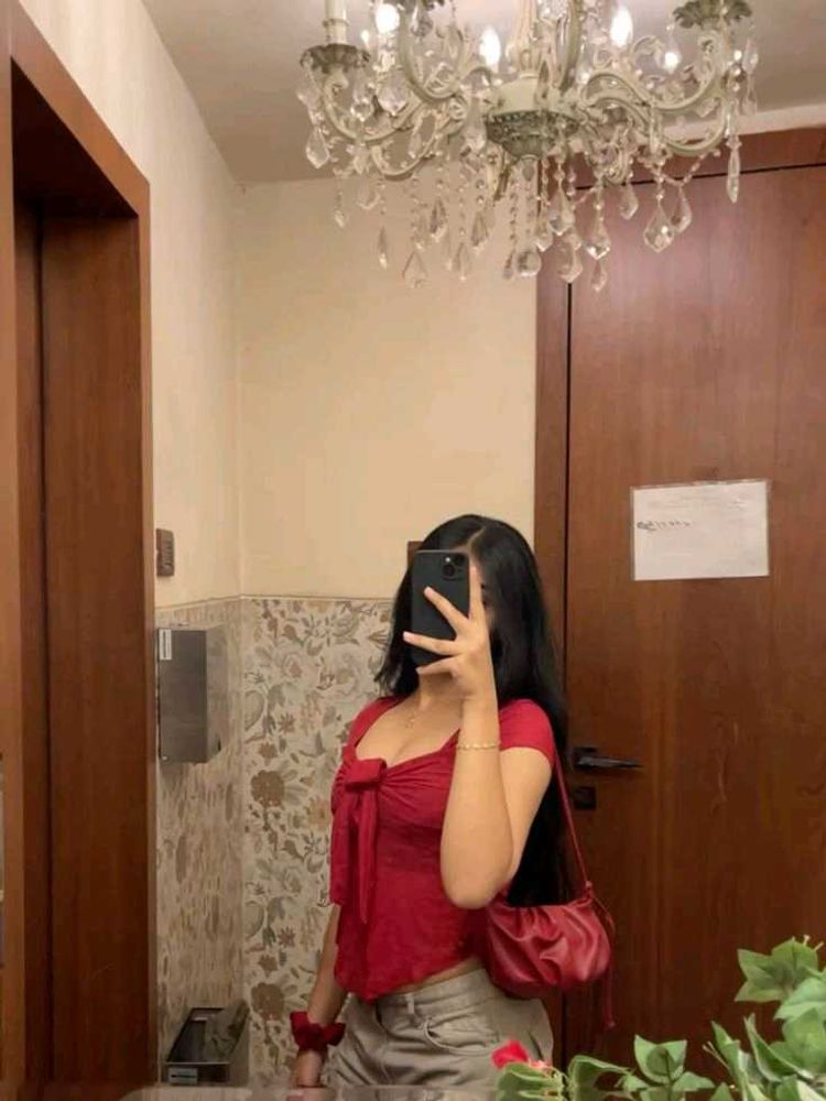 Red Bow Front Textured Top