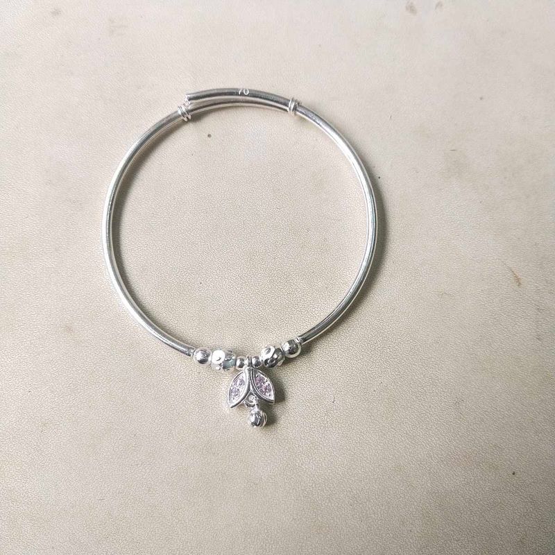 Pure Silver adjustable Single hand Kada/Bracele