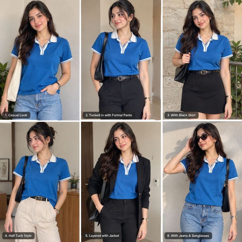 Chic Blue Collared Polo Shirt