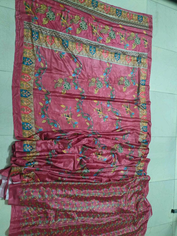Beautiful Pink Floral Saree