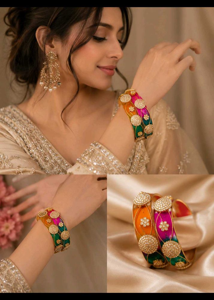 Designer Stone Work Bangles Set | Multicolor
