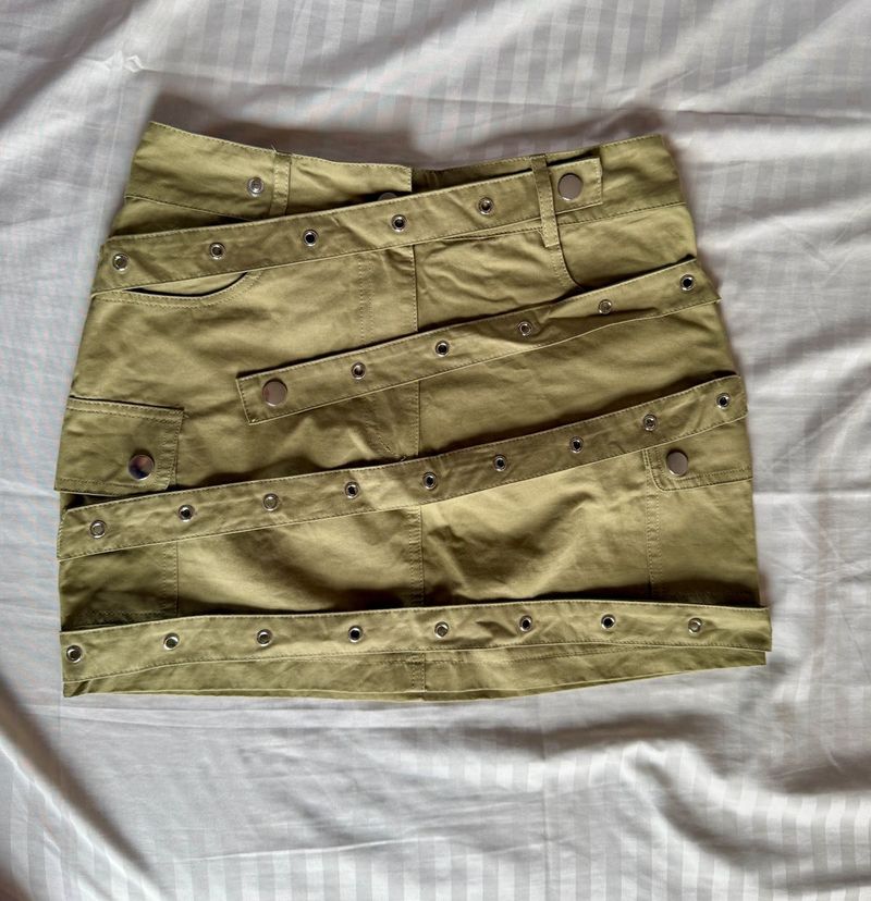 Edgy Olive Mini Skirt