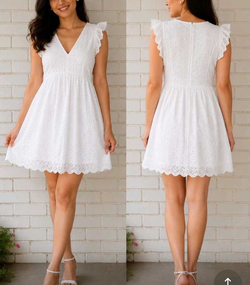 Chic White Eyelet Mini Dress