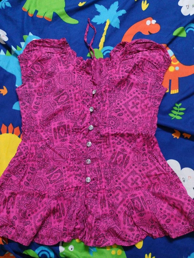 Pink Paisley Print Top