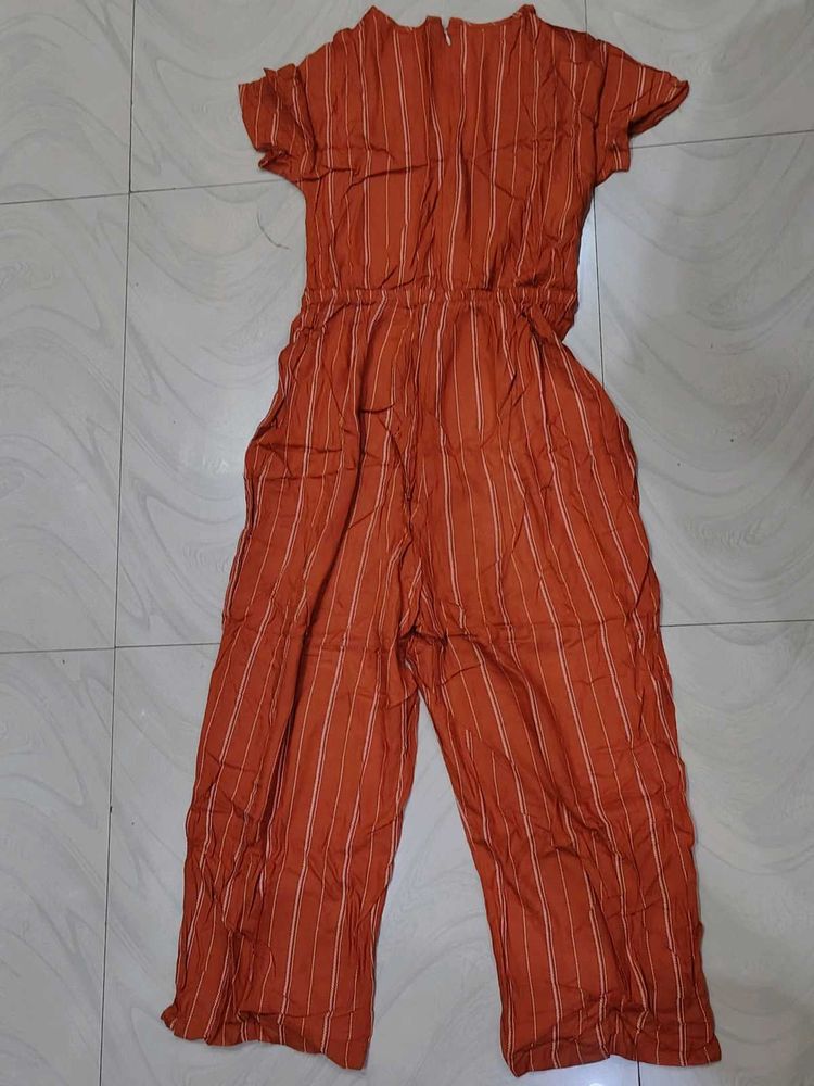 Orange Striped Jumpsuit