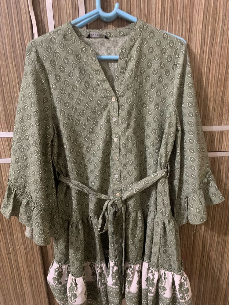 Sage Green Printed Tunic Top